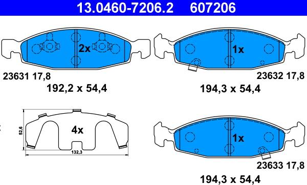 ATE 13.0460-7206.2 - Bremžu uzliku kompl., Disku bremzes www.autospares.lv