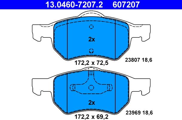 ATE 13.0460-7207.2 - Bremžu uzliku kompl., Disku bremzes autospares.lv