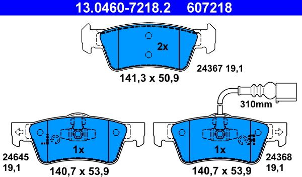 ATE 13.0460-7218.2 - Brake Pad Set, disc brake www.autospares.lv