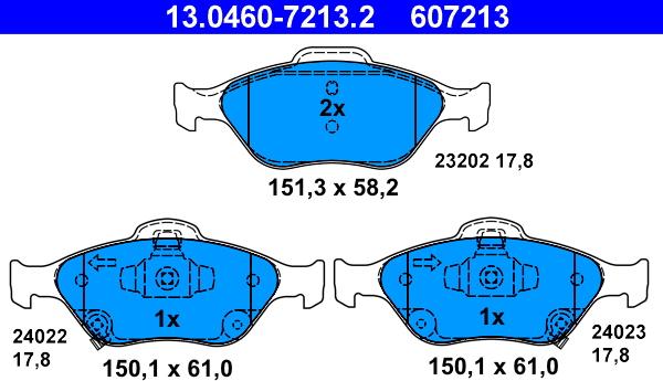 ATE 13.0460-7213.2 - Brake Pad Set, disc brake www.autospares.lv