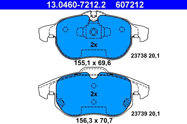 ATE 13.0460-7212.2 - Bremžu uzliku kompl., Disku bremzes autospares.lv