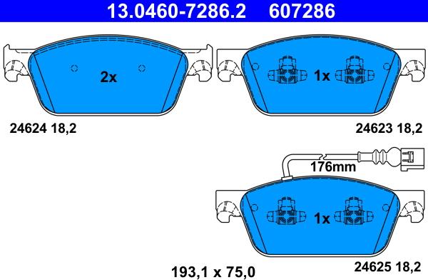 ATE 13.0460-7286.2 - Bremžu uzliku kompl., Disku bremzes www.autospares.lv