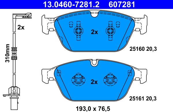 ATE 13.0460-7281.2 - Bremžu uzliku kompl., Disku bremzes www.autospares.lv