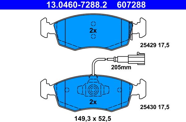 ATE 13.0460-7288.2 - Bremžu uzliku kompl., Disku bremzes autospares.lv