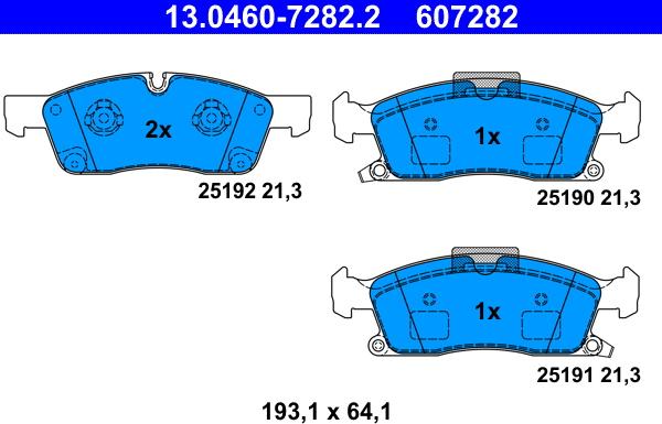 ATE 13.0460-7282.2 - Bremžu uzliku kompl., Disku bremzes autospares.lv