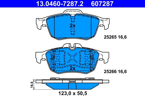 ATE 13.0460-7287.2 - Brake Pad Set, disc brake www.autospares.lv