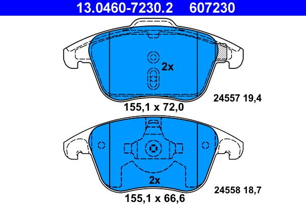 ATE 13.0460-7230.2 - Brake Pad Set, disc brake www.autospares.lv