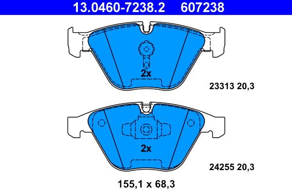 ATE 13.0460-7238.2 - Bremžu uzliku kompl., Disku bremzes www.autospares.lv