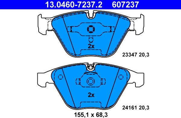 ATE 13.0460-7237.2 - Bremžu uzliku kompl., Disku bremzes autospares.lv