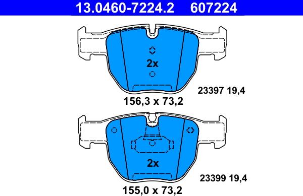 ATE 13.0460-7224.2 - Brake Pad Set, disc brake www.autospares.lv