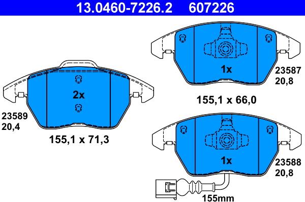 ATE 13.0460-7226.2 - Bremžu uzliku kompl., Disku bremzes autospares.lv