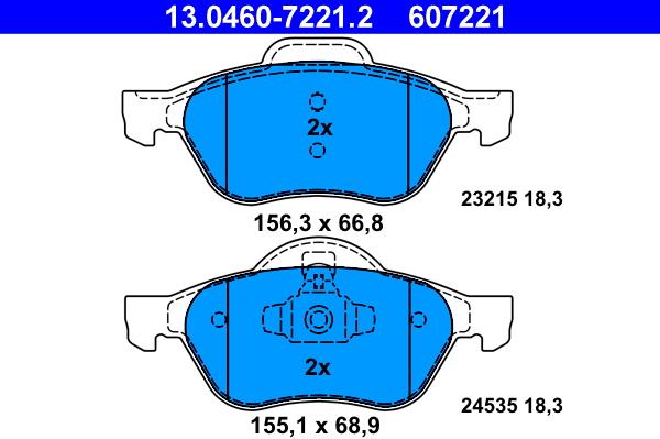 ATE 13.0460-7221.2 - Bremžu uzliku kompl., Disku bremzes autospares.lv