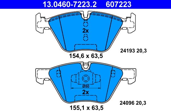 ATE 13.0460-7223.2 - Bremžu uzliku kompl., Disku bremzes www.autospares.lv