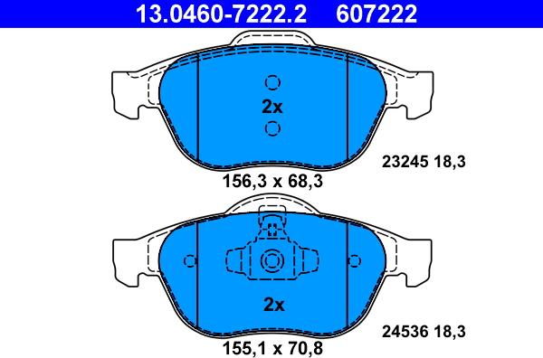 ATE 13.0460-7222.2 - Bremžu uzliku kompl., Disku bremzes autospares.lv