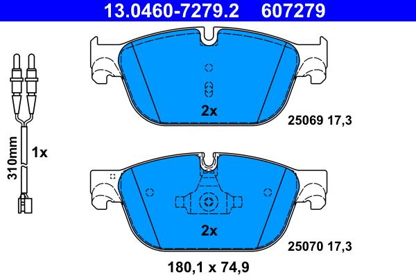 ATE 13.0460-7279.2 - Bremžu uzliku kompl., Disku bremzes www.autospares.lv