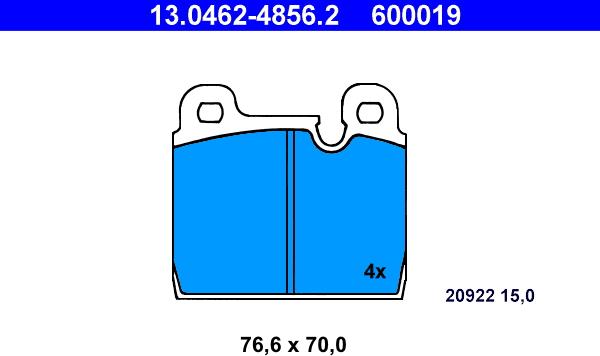 ATE 13.0462-4856.2 - Тормозные колодки, дисковые, комплект www.autospares.lv