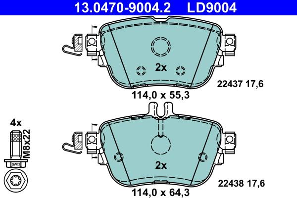 ATE 13.0470-9004.2 - Bremžu uzliku kompl., Disku bremzes www.autospares.lv