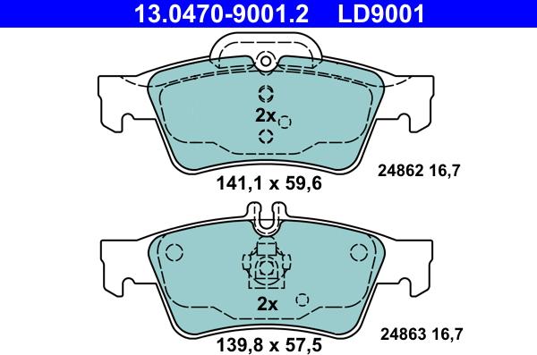 ATE 13.0470-9001.2 - Bremžu uzliku kompl., Disku bremzes www.autospares.lv