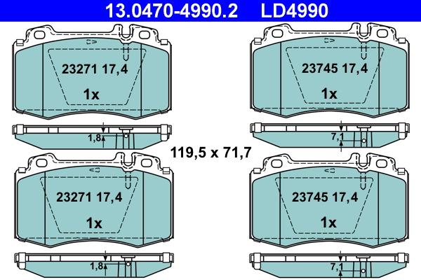 ATE 13.0470-4990.2 - Bremžu uzliku kompl., Disku bremzes www.autospares.lv