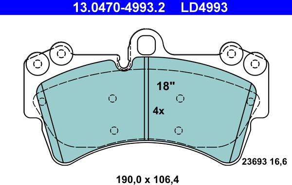 ATE 13.0470-4993.2 - Bremžu uzliku kompl., Disku bremzes autospares.lv