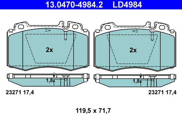 ATE 13.0470-4984.2 - Bremžu uzliku kompl., Disku bremzes autospares.lv