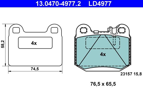 ATE 13.0470-4977.2 - Тормозные колодки, дисковые, комплект www.autospares.lv