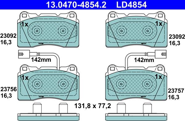 ATE 13.0470-4854.2 - Bremžu uzliku kompl., Disku bremzes autospares.lv