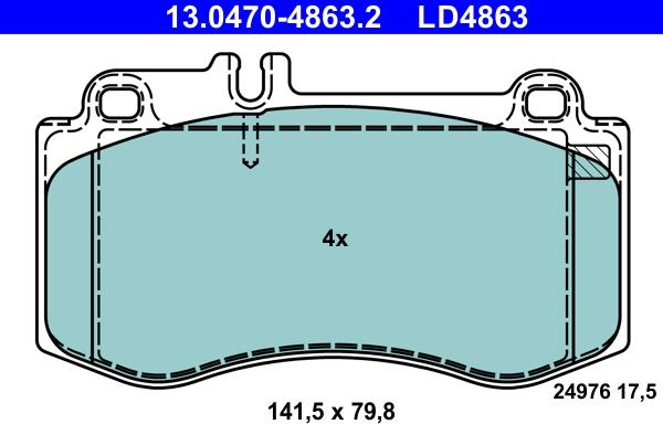 ATE 13.0470-4863.2 - Bremžu uzliku kompl., Disku bremzes www.autospares.lv