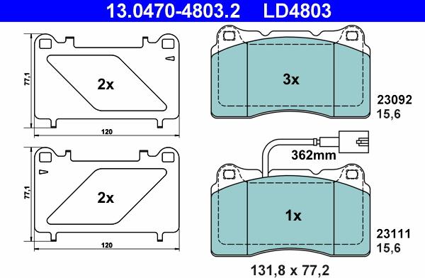 ATE 13.0470-4803.2 - Bremžu uzliku kompl., Disku bremzes www.autospares.lv