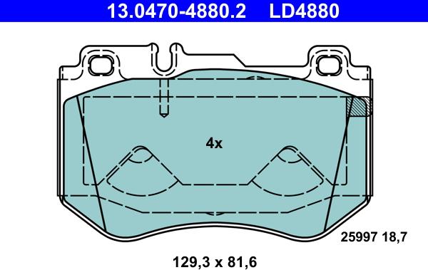 ATE 13.0470-4880.2 - Brake Pad Set, disc brake www.autospares.lv