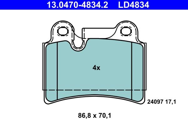 ATE 13.0470-4834.2 - Bremžu uzliku kompl., Disku bremzes autospares.lv