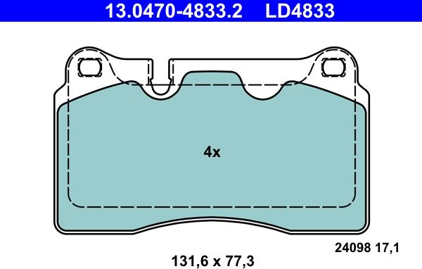 ATE 13.0470-4833.2 - Bremžu uzliku kompl., Disku bremzes www.autospares.lv