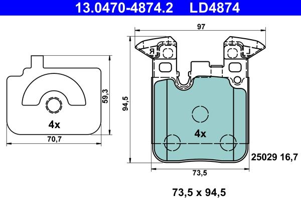 ATE 13.0470-4874.2 - Bremžu uzliku kompl., Disku bremzes www.autospares.lv