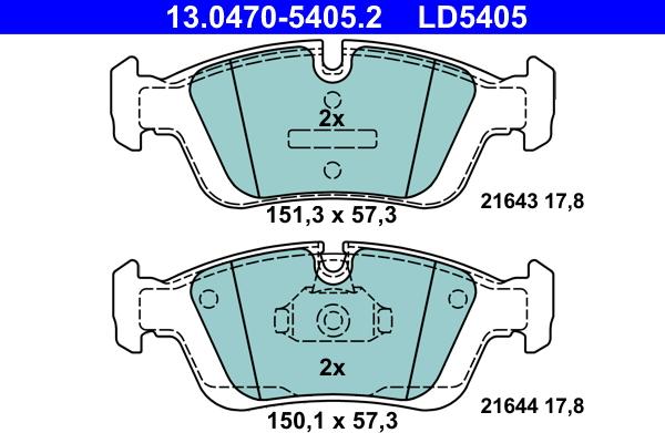 ATE 13.0470-5405.2 - Bremžu uzliku kompl., Disku bremzes www.autospares.lv