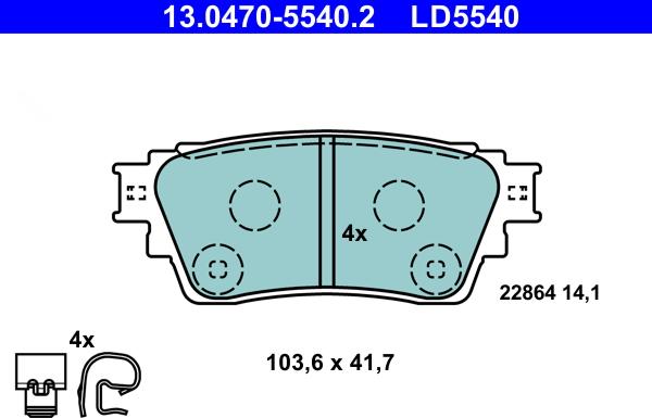 ATE 13.0470-5540.2 - Bremžu uzliku kompl., Disku bremzes www.autospares.lv