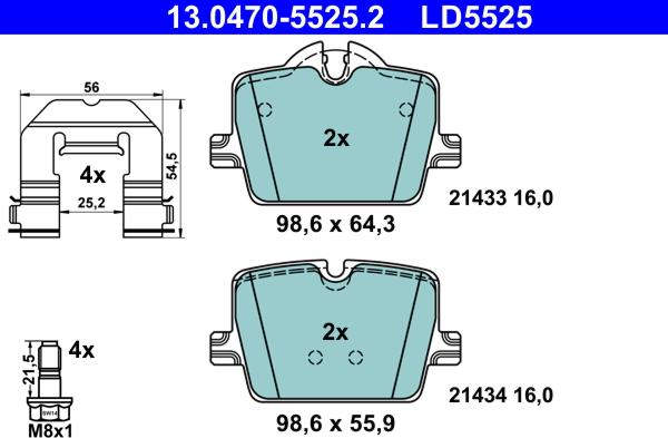 ATE 13.0470-5525.2 - Bremžu uzliku kompl., Disku bremzes www.autospares.lv