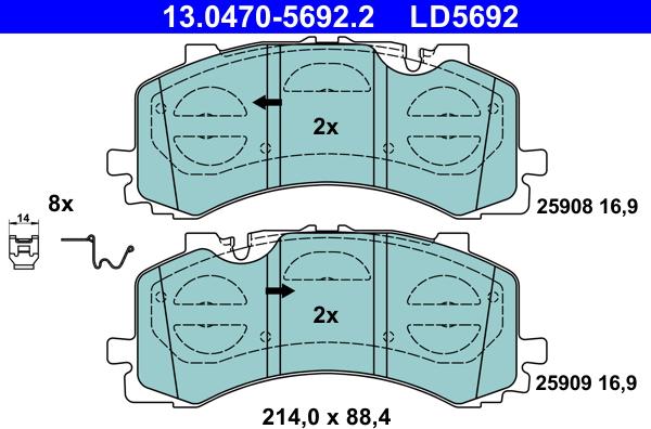 ATE 13.0470-5692.2 - Bremžu uzliku kompl., Disku bremzes www.autospares.lv