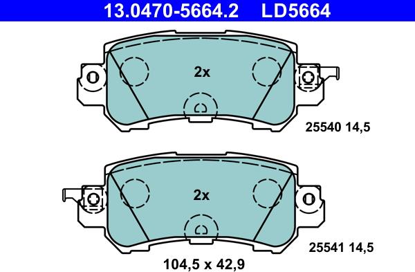 ATE 13.0470-5664.2 - Brake Pad Set, disc brake www.autospares.lv