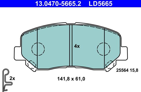 ATE 13.0470-5665.2 - Brake Pad Set, disc brake www.autospares.lv