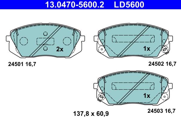 ATE 13.0470-5600.2 - Bremžu uzliku kompl., Disku bremzes www.autospares.lv