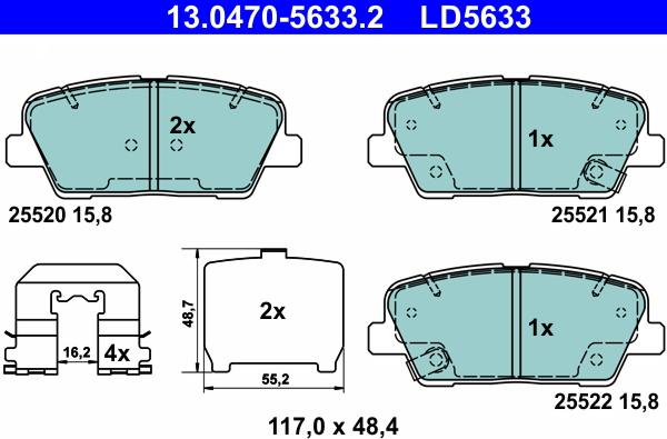 ATE 13.0470-5633.2 - Bremžu uzliku kompl., Disku bremzes www.autospares.lv