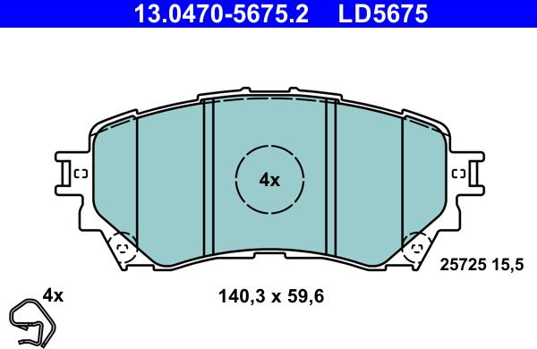 ATE 13.0470-5675.2 - Bremžu uzliku kompl., Disku bremzes www.autospares.lv