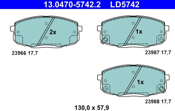 ATE 13.0470-5742.2 - Bremžu uzliku kompl., Disku bremzes autospares.lv