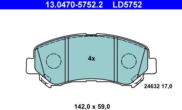 ATE 13.0470-5752.2 - Bremžu uzliku kompl., Disku bremzes www.autospares.lv