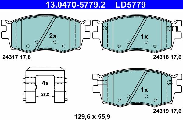 ATE 13.0470-5779.2 - Bremžu uzliku kompl., Disku bremzes www.autospares.lv