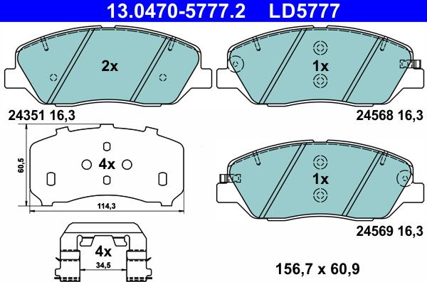 ATE 13.0470-5777.2 - Bremžu uzliku kompl., Disku bremzes autospares.lv