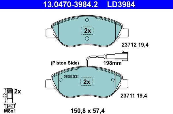 ATE 13.0470-3984.2 - Bremžu uzliku kompl., Disku bremzes www.autospares.lv