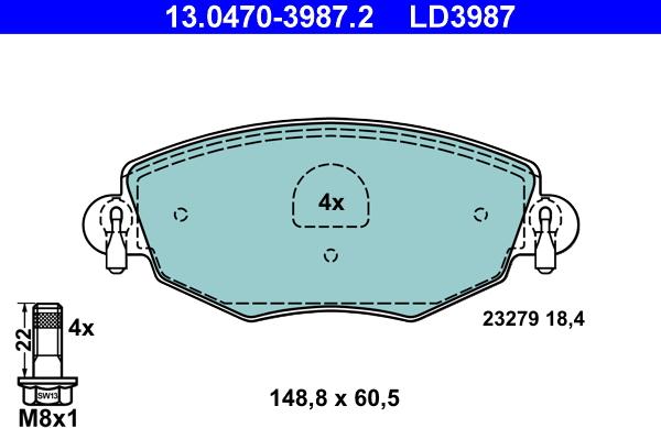 ATE 13.0470-3987.2 - Bremžu uzliku kompl., Disku bremzes autospares.lv