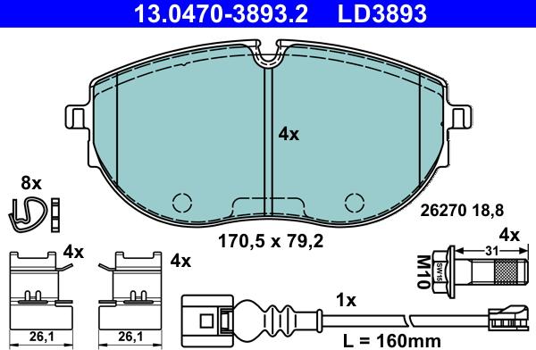 ATE 13.0470-3893.2 - Bremžu uzliku kompl., Disku bremzes www.autospares.lv