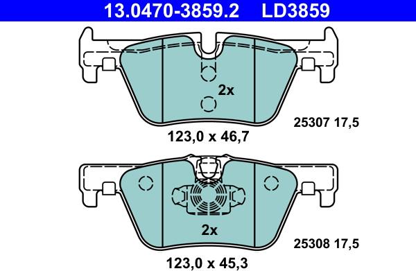 ATE 13.0470-3859.2 - Bremžu uzliku kompl., Disku bremzes www.autospares.lv